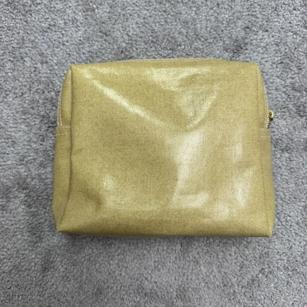 L'Occitane en Provence Gold Shimmer Canvas Cosmetic Bag Makeup Travel Pouch OS